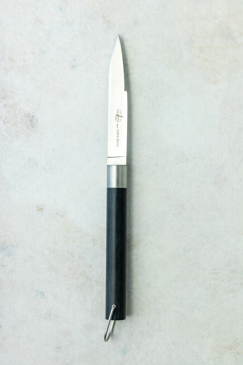 Café Bras » stekkniv designad av Michel Bras, handtag i svart kompositfiber, 22 cm total längd, matt finish