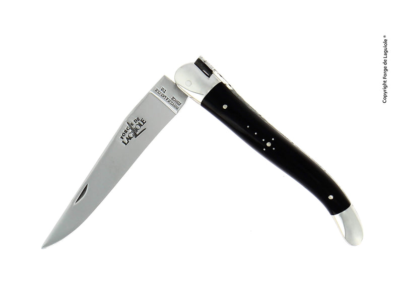 Forge De Laguiole Folding knife, 11 cm, dark horn tip handle, shiny finish