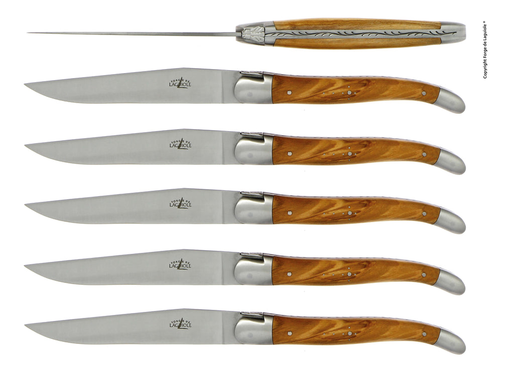 Forge De Laguiole olivträhandtag och satinfinish