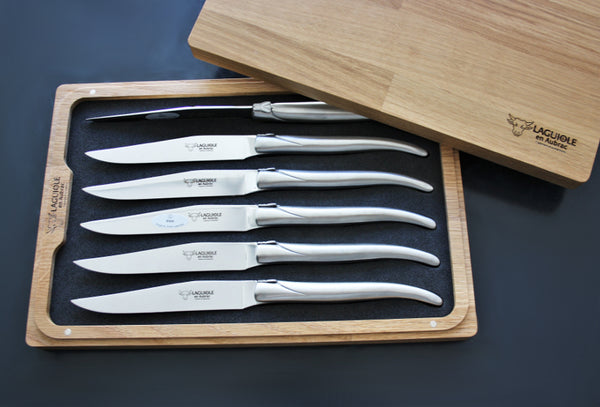 Laguiole En Aubrac steak knives in matt stainless steel