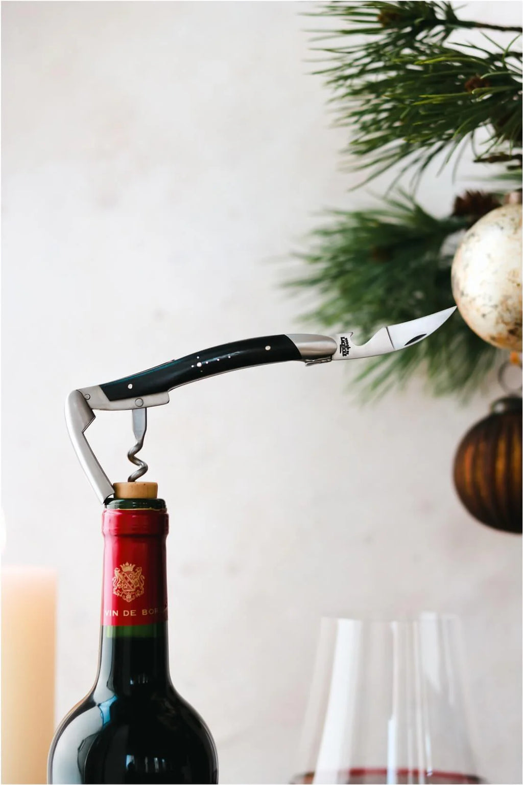 Presentset - Dark Horn - Sommelier Vinöppnare och Fickkniv. Högglanspolerad finish