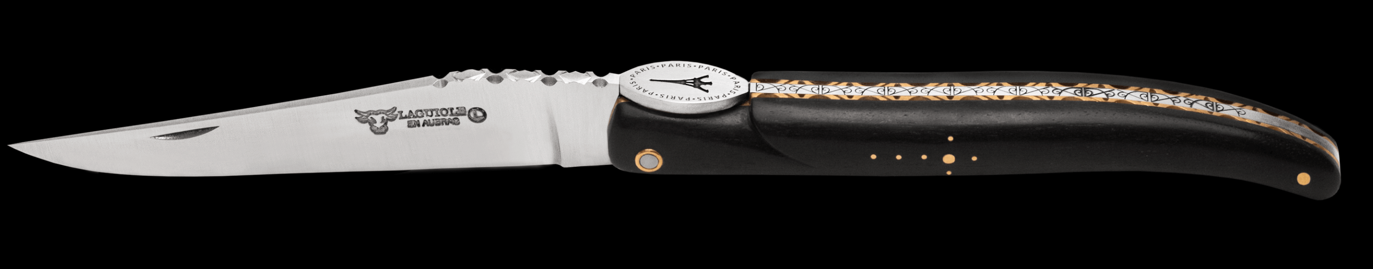 Laguiole En Aubrac - ORIGINE TOUR EIFFEL - Fickkniv med ebenholtshandtag