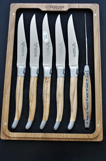 Laguiole En Aubrac Olive Wood Steak Knivar