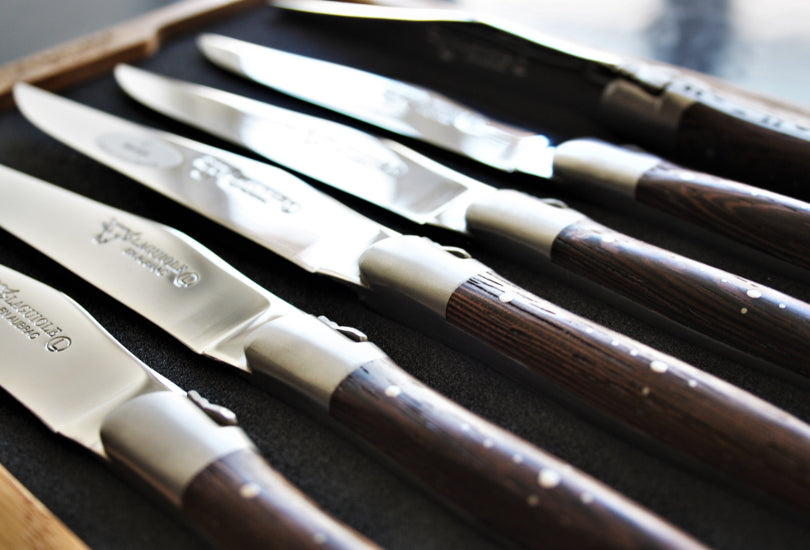 6 Laguiole En Aubrac Wenge Wood Steak Knives (matte stainless steel)