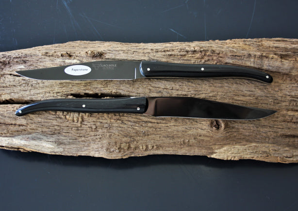 Laguiole En Aubrac steakknivar i svart paperstone